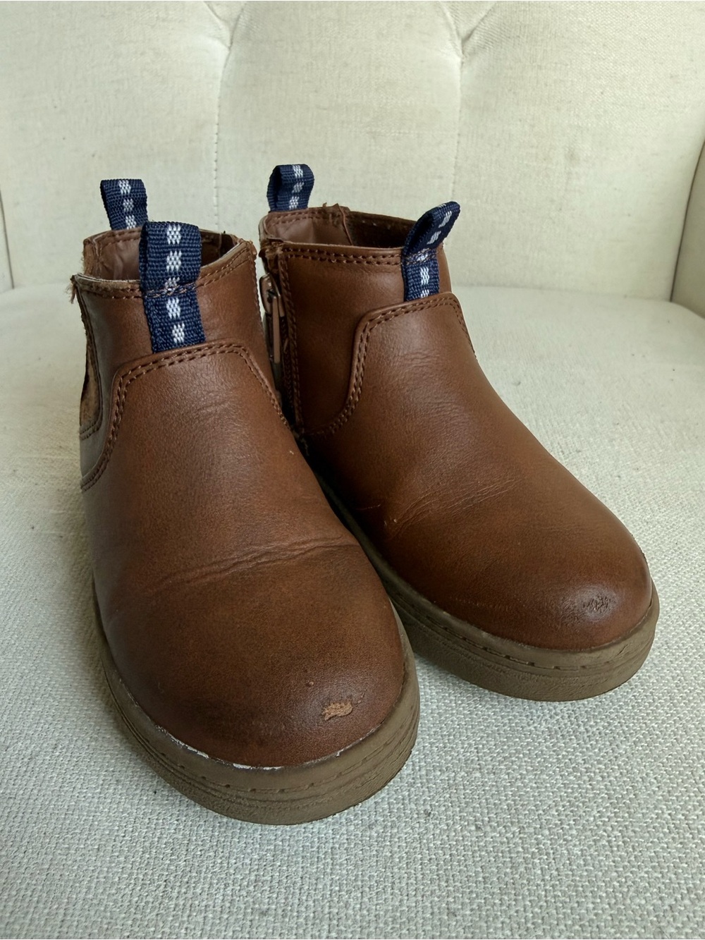Cat & Jack | Brown Chelsea Boots with Navy Pull Tabs